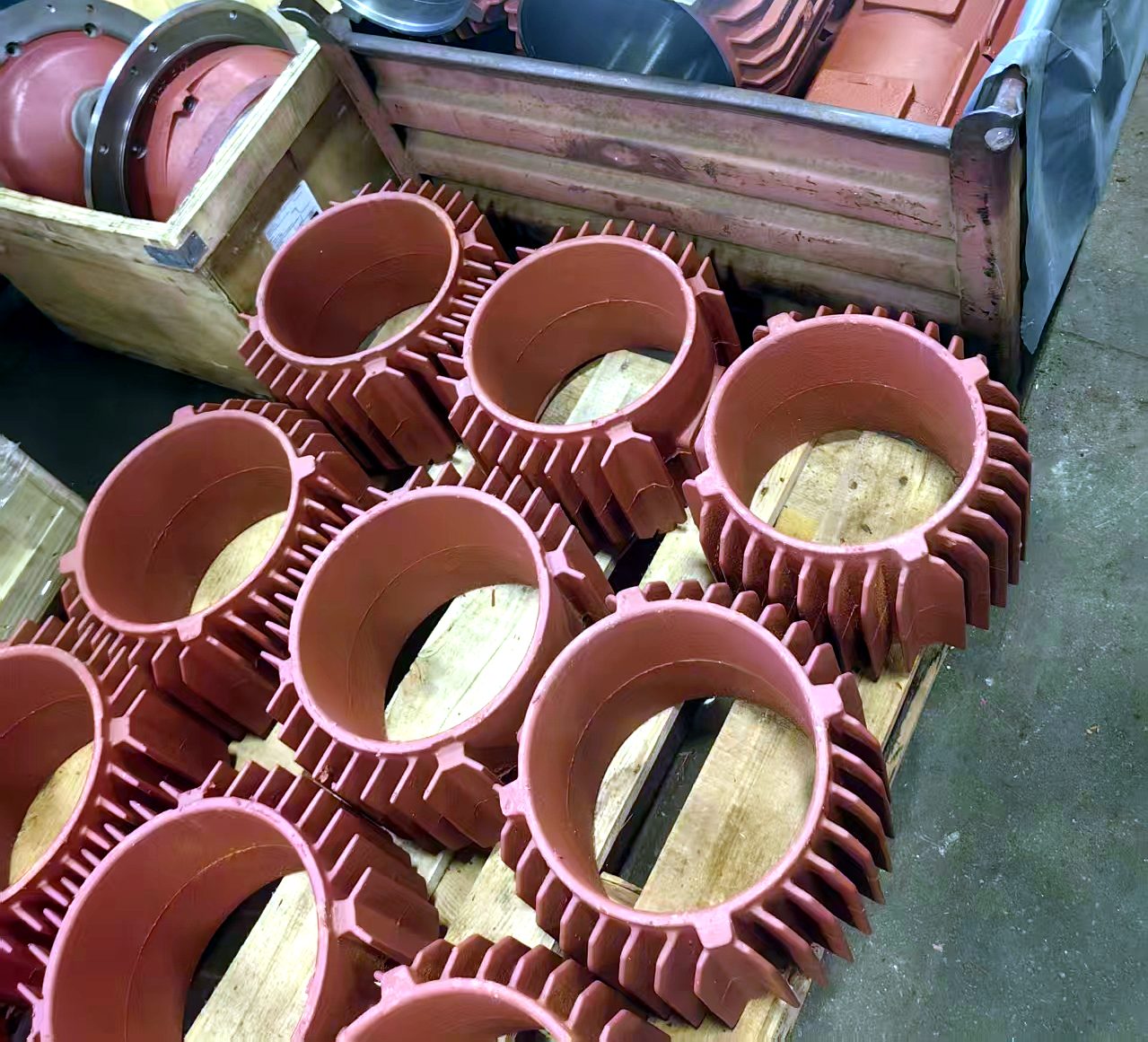 Batch production of cast motor housings with cooling fins — grey iron and ductile iron castings